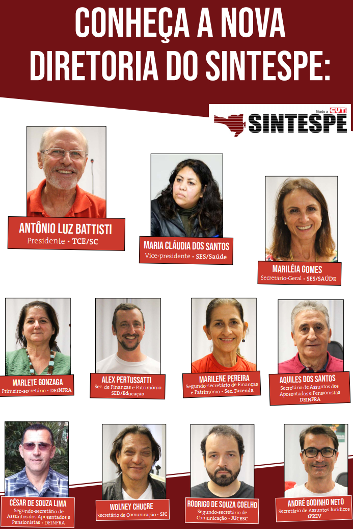 Conheça a nova diretoria do SINTESPE 2019-2022