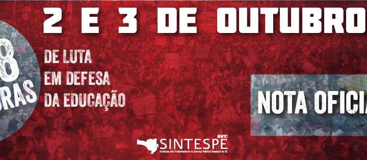 SINTESPE divulga nota de apoio ao Movimento em Defesa da Educação e da Soberania Nacional