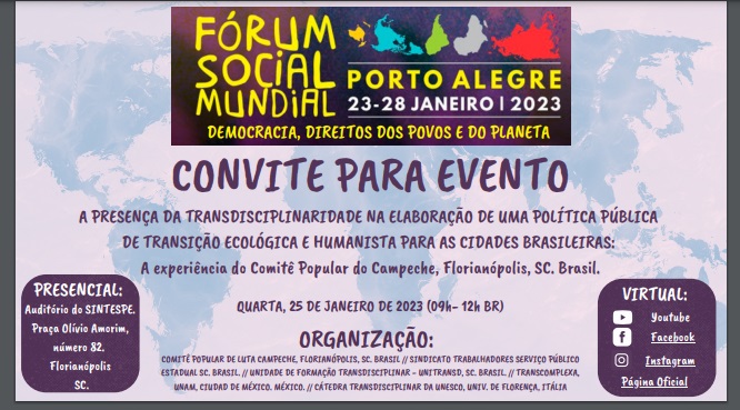 Experiência do Comitê Popular do Campeche (Florianópolis) será pauta de Evento no Fórum Social Mundial/Porto Alegre