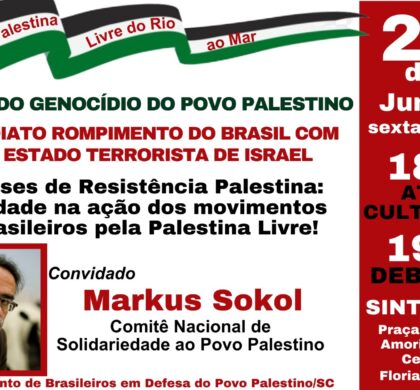 Debate sobre o genocídio na Palestina acontece nesta sexta (28) no SINTESPE