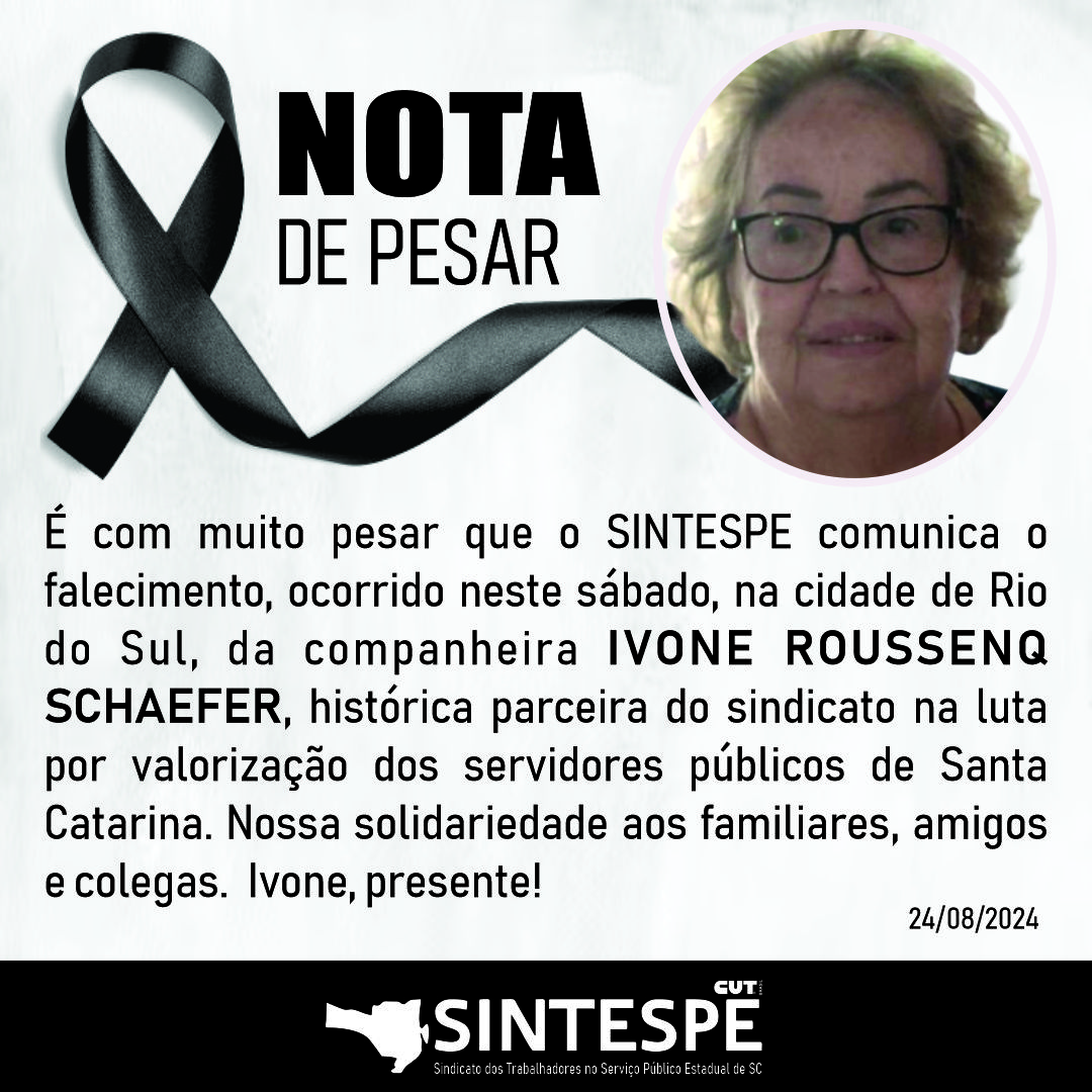 Nota de pesar: IVONE ROUSSENQ SCHAEFER