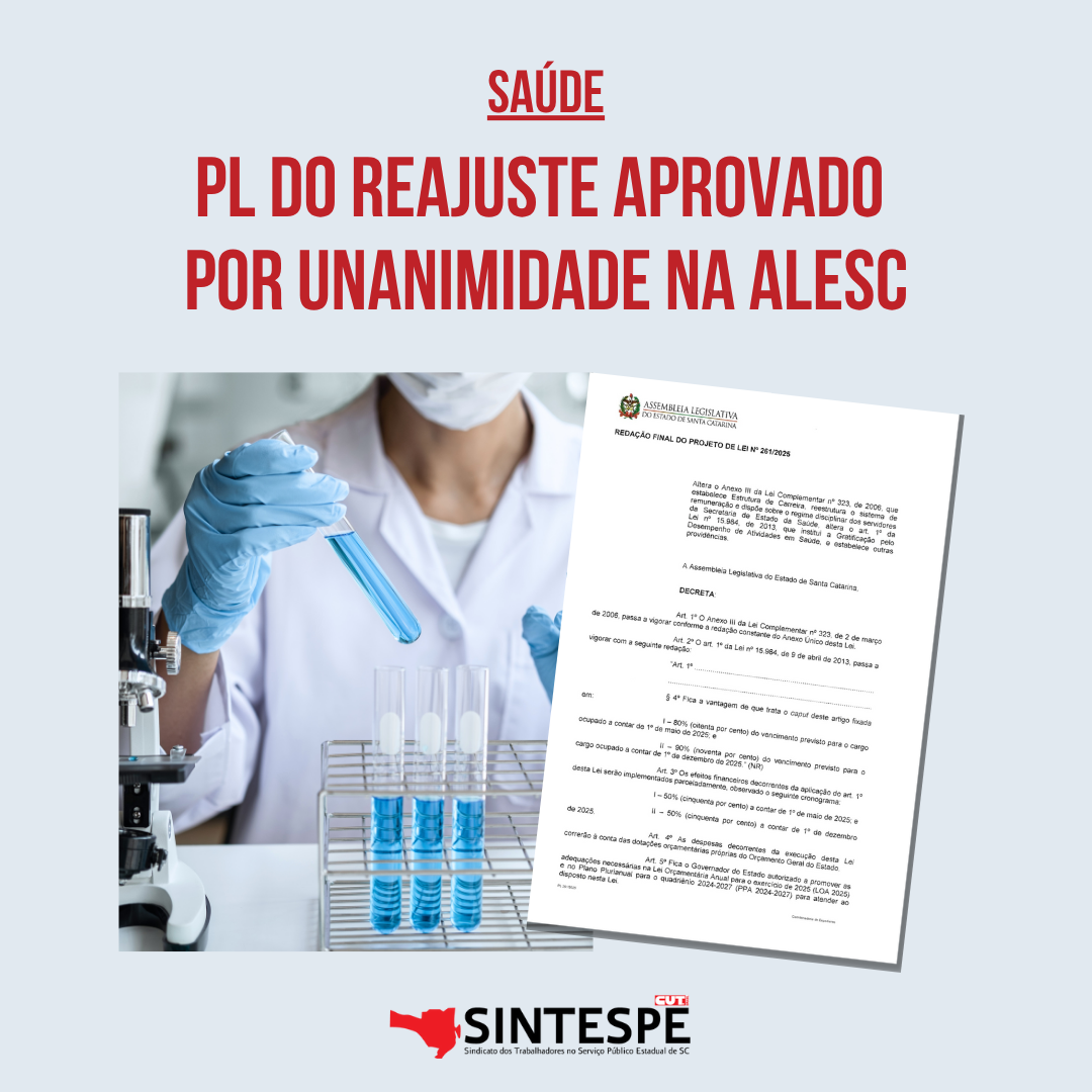 Saúde: Aprovado na Alesc projeto que reajusta vencimentos e gratificação de servidores